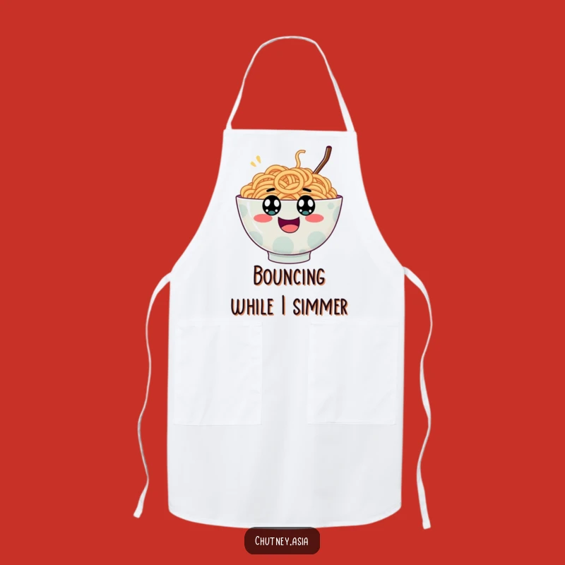 Funny Ramen Bounce Apron: Chef's Fun with Googly Eyed Bowl Bouncing, Kitchen Funny Gift