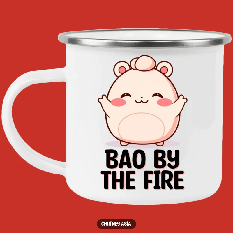 Funny Bao Bun Wave Camping Mug: Adventure with Adorable Greetings