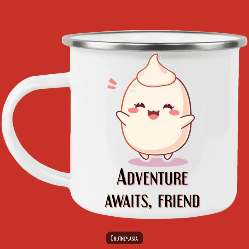 Funny Blushing Mochi Camping Mug: Enjoy Outdoors with Delight and Humor, Perfect Gift!