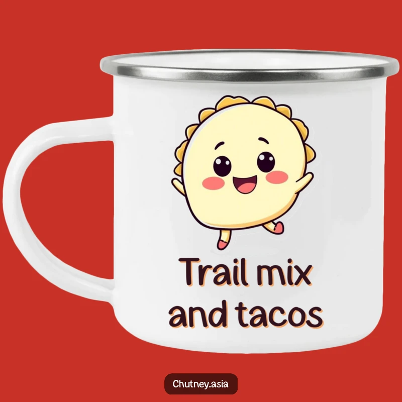Funny Taco Jump Camping Mug - Adventure Fuel with Humorous Mexican Flavor