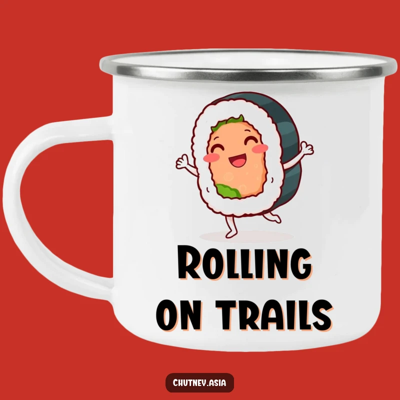 Funny Sushi Roll Jig Camping Mug: Adventure with Appetizing Acrobatics