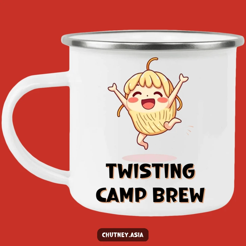 Funny Noodle Cartwheel Camping Mug: Excited Noodle Outdoors, Funny Gift!