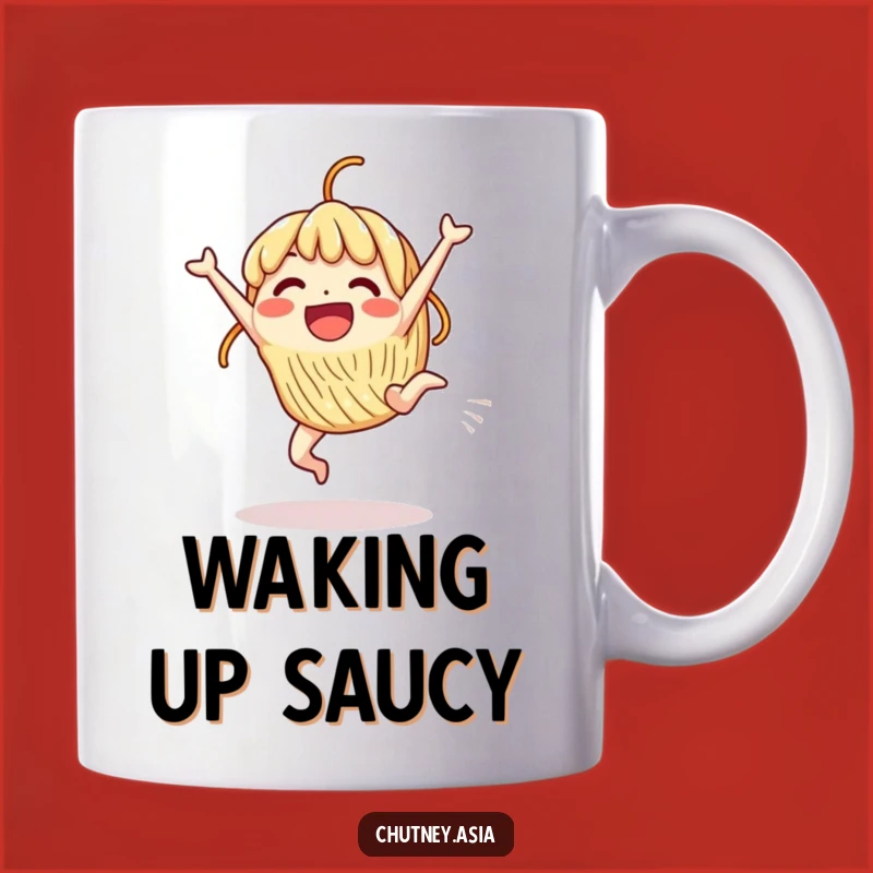 Funny Noodle Cartwheel Mug: Excited Character Fun, Perfect Funny Gift!