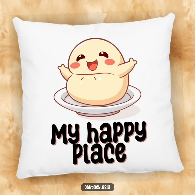 Funny dumpling roll pillow featuring a delighted dumpling character playfully rolling, offering comfort and a dose of humor.