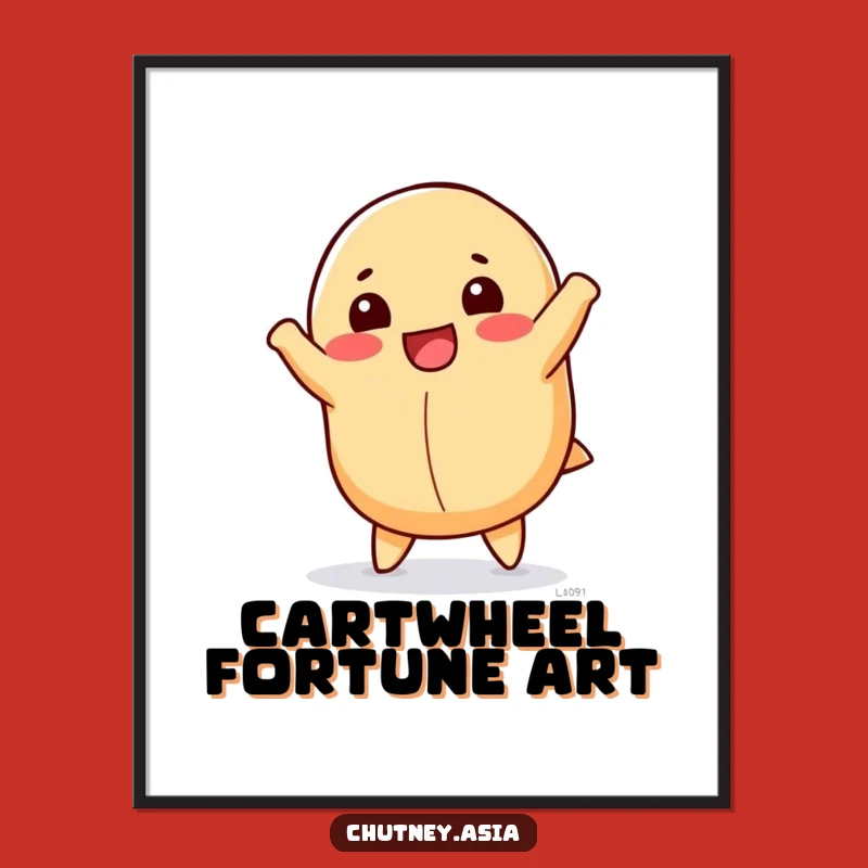Funny Fortune Cookie Cartwheel Digital Print: Instant Joyful Decor