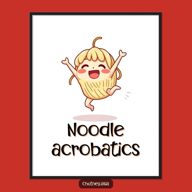 Funny Noodle Cartwheel Digital Art: Excited Energy, Instant Funny Gift!