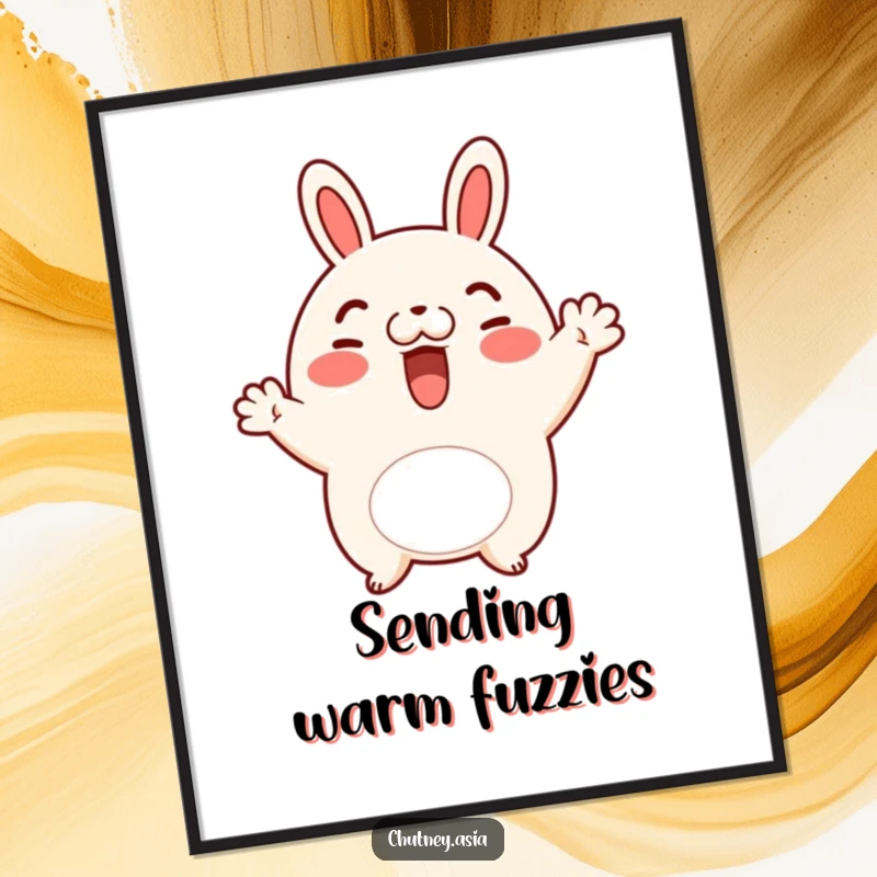 Funny bao bun wave digital art print of a cheerful bao bun character waving hello, perfect for immediate, adorable wall decor.