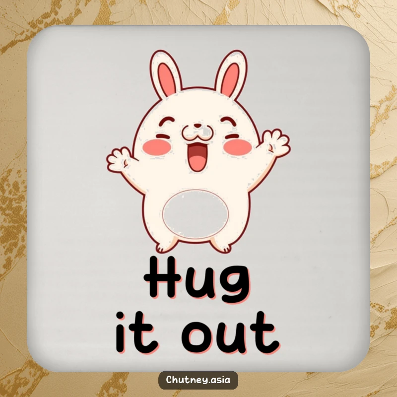 Funny bao bun wave drink coaster with a cheerful bao bun character waving hello, protecting surfaces with adorable charm.