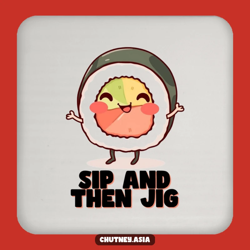 Funny Sushi Jig Coaster: Protect Surfaces with Smiling Roll Jigging, Quirky Funny Gift