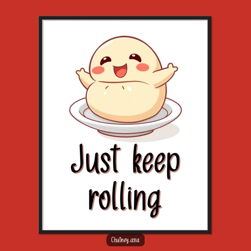 Funny Dumpling Roll Poster - Whimsical Food Art and Playful Gift Decor