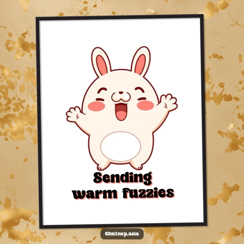 Funny bao bun wave poster featuring a cheerful bao bun character with rosy cheeks waving hello, adding adorable charm.