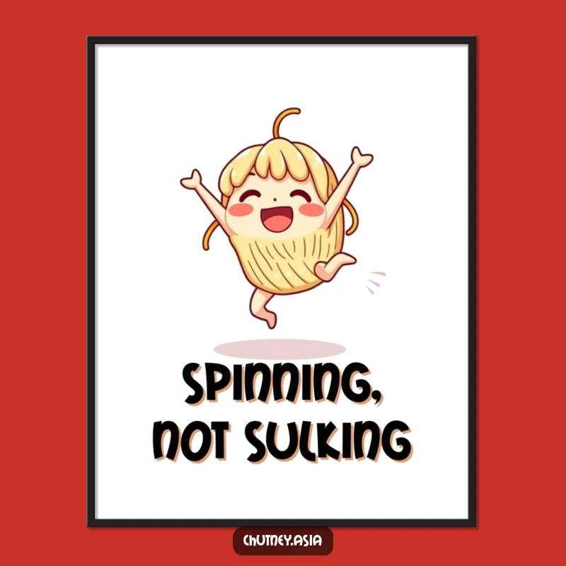 Funny Noodle Cartwheel Poster: Excited Character Art, Fun Decor, Great Funny Gift!