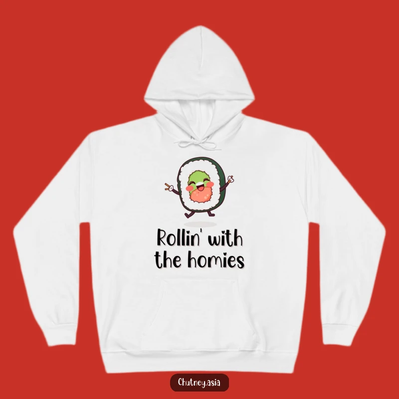 Cozy Funny Sushi Roll Dancing Hoodie - Warm and Humorous Food Lover Gift