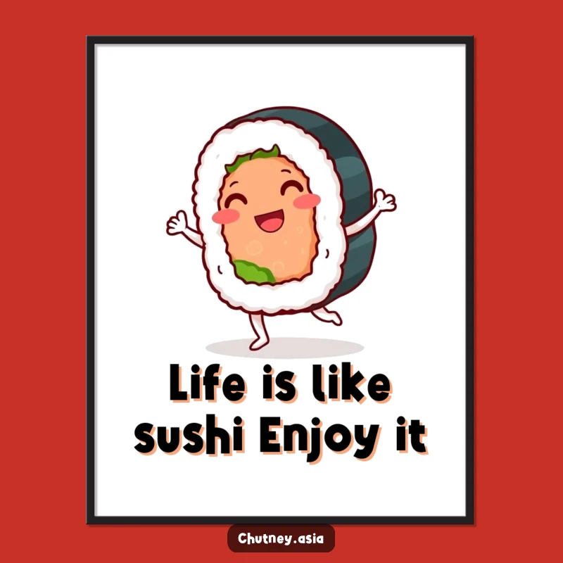 Free Printable Wall Art: Fun Sushi Roll Jig Downloadable Decor for Kitchen Lovers