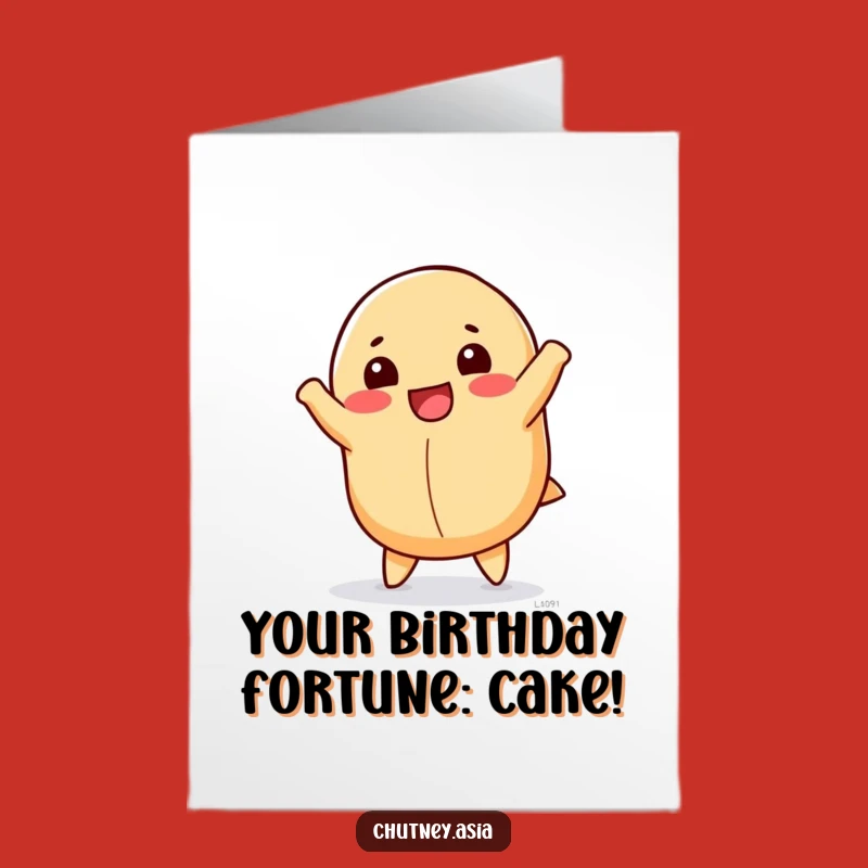 Free Printable Birthday Card: Cartwheeling Fortune Cookie Downloadable Gift for Fun