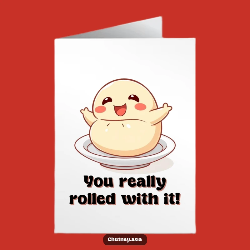 Free Printable Congrats Card: Rolling Dumpling, Joyful Downloadable Gift for Achievements!