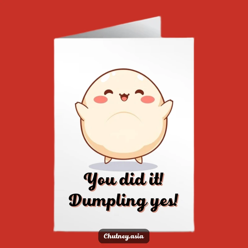 Free Printable Congrats Card: Playful Dumpling Dance Downloadable for Celebrations