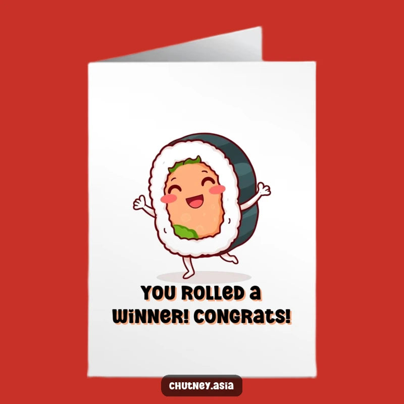 Free Printable Congrats Card: Joyful Sushi Roll Jig Downloadable for Any Celebration