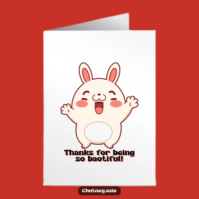 Free Printable Thank You Card: Waving Bao Bun, Kind Downloadable Gift of Thanks!