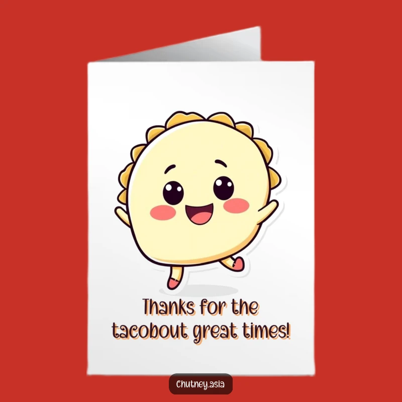 Free Printable Thank You Card: Jumping Taco, Expressive Downloadable Gift of Gratitude!
