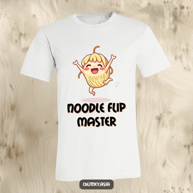 Funny T-Shirt: An excited, beaming noodle character performs a dynamic cartwheel with infectious joy.