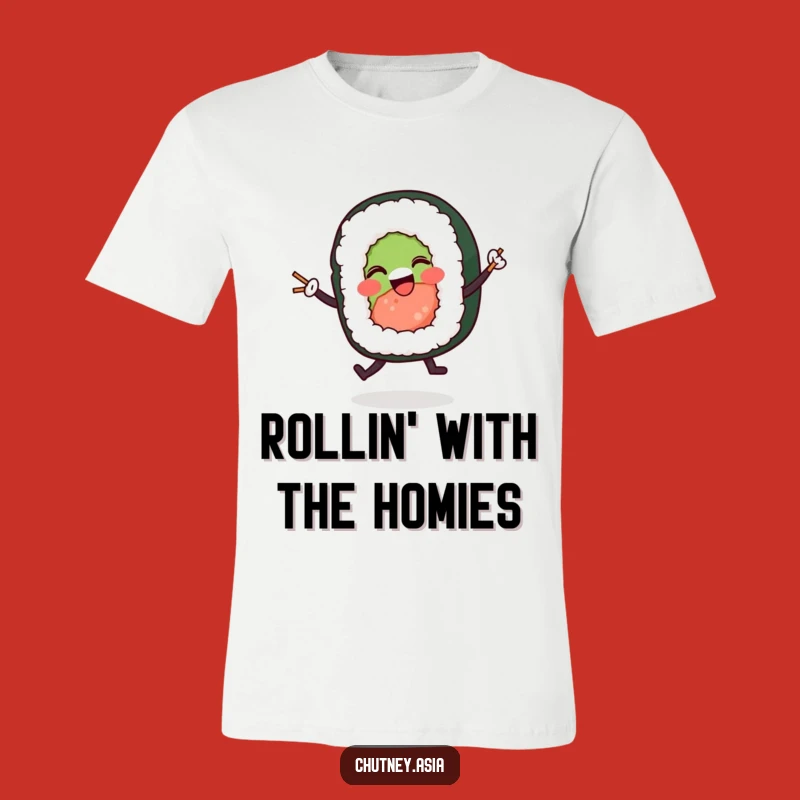 Funny Sushi Roll Dancing T-Shirt - Comical Foodie Apparel and Great Gift Idea