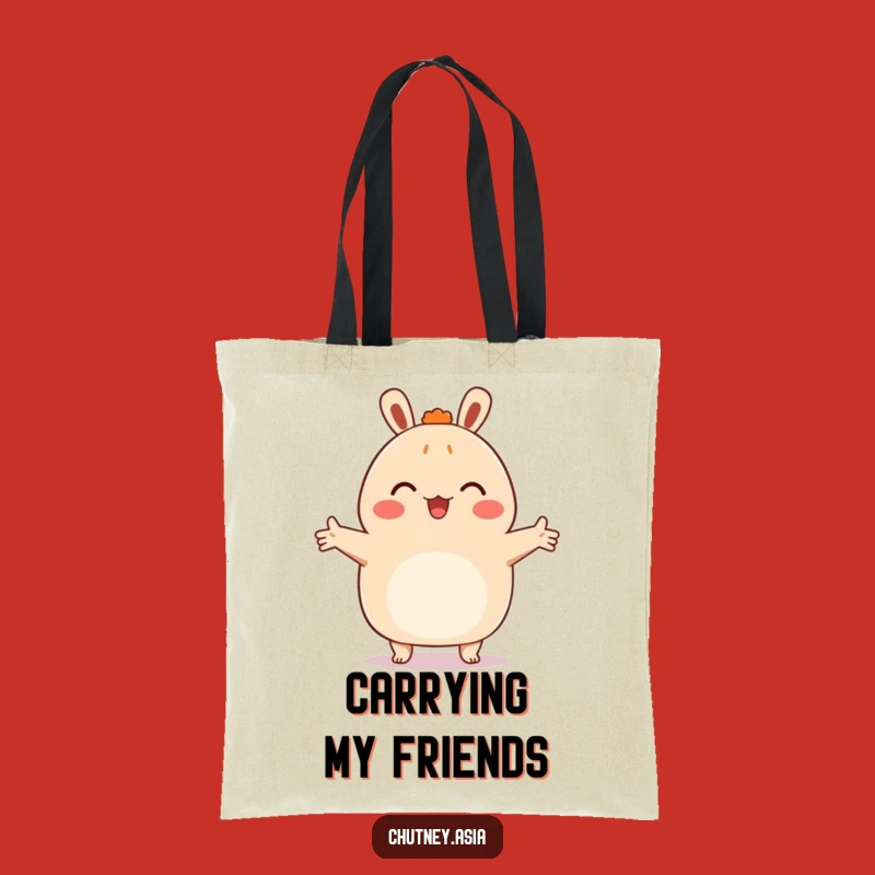 Funny Bao Hug Tote Bag: Happy Bun Embracing Friend, Carry Love Funny Gift
