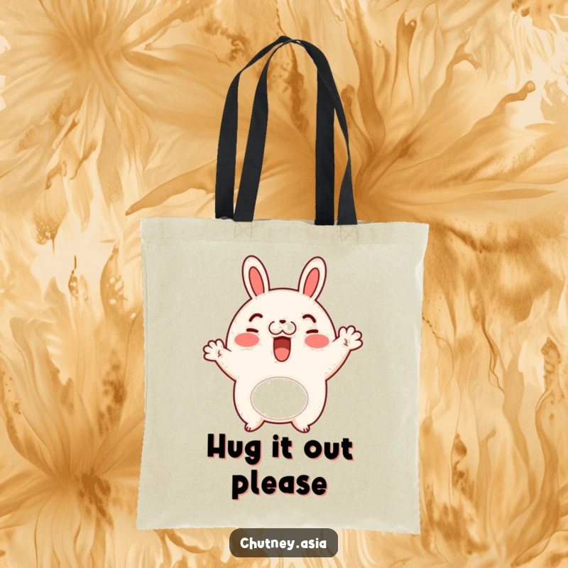 Funny bao bun wave tote bag with a cute bao bun character offering a friendly wave, perfect for carrying daily items.